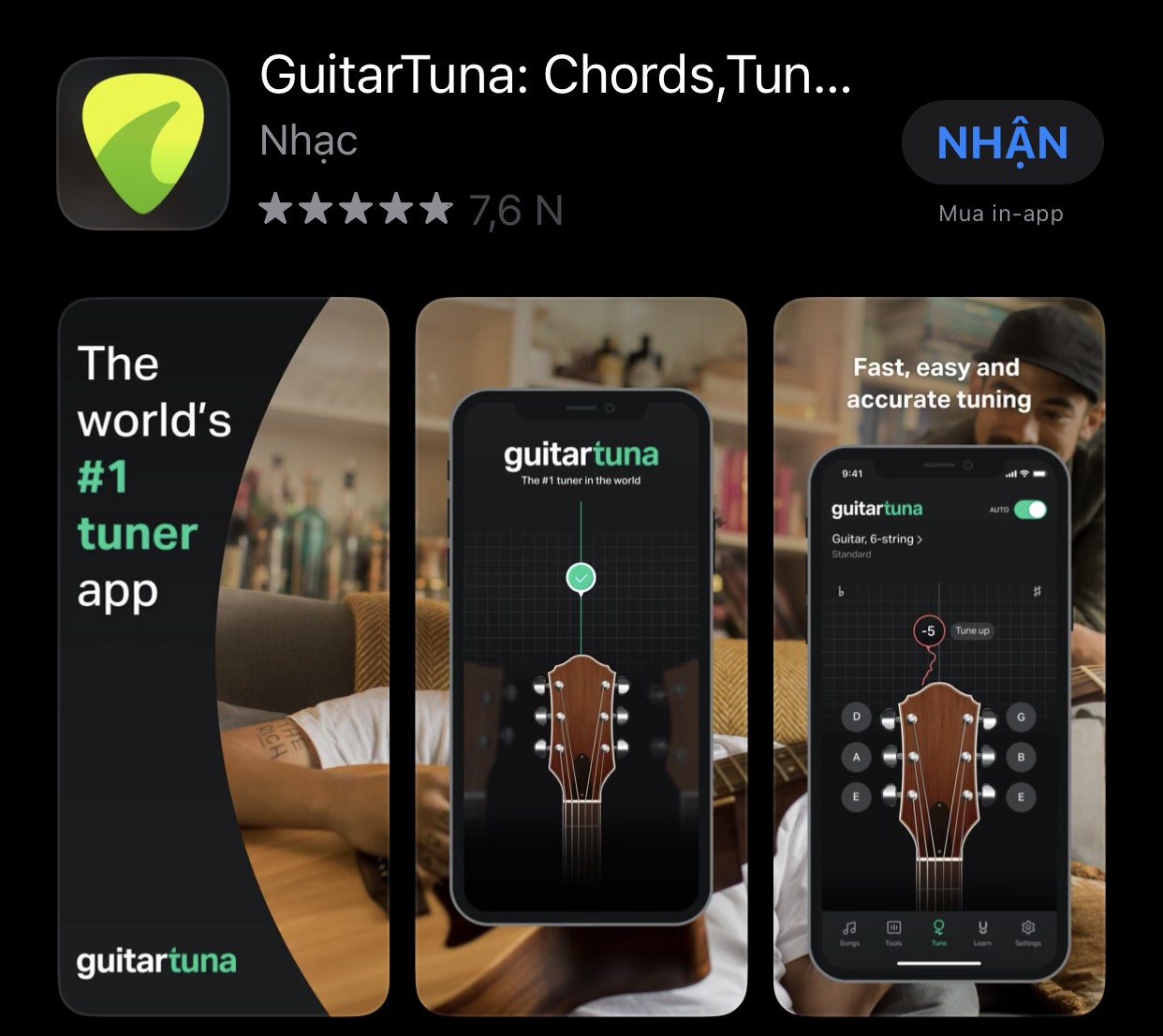 App lên dây đàn ukulele GuitarTuner