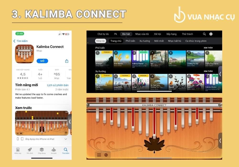 Giao diện của app Kalimba Connect