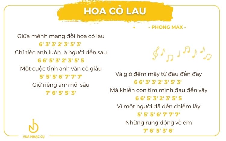 Bản nhạc Kalimba Hoa Cỏ Lau - Phong Max
